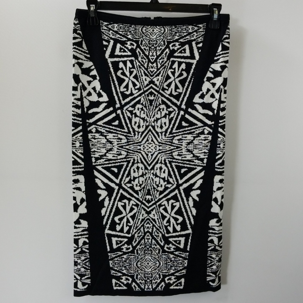 Nicole Miller Black/White Printed Pencil Skirt S